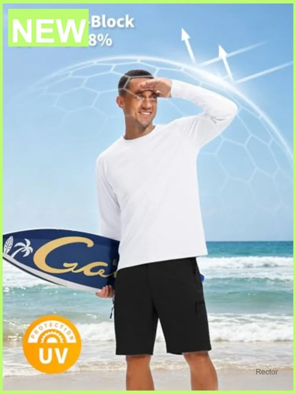 Men's UPF 50+ Long Sleeve Sun Shirt Rash Guard Quick Dry Fishing UV Protection